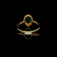 1.47 Ct Pear Mixed Cut Natural Emerald 14K Gold Ring