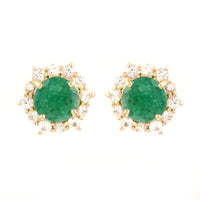 2.23 Ct Round Emerald 14K Gold Earrings