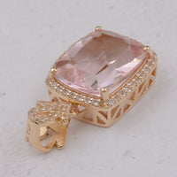 3.55 Ct Cushion Morganite 9K Gold Pendant