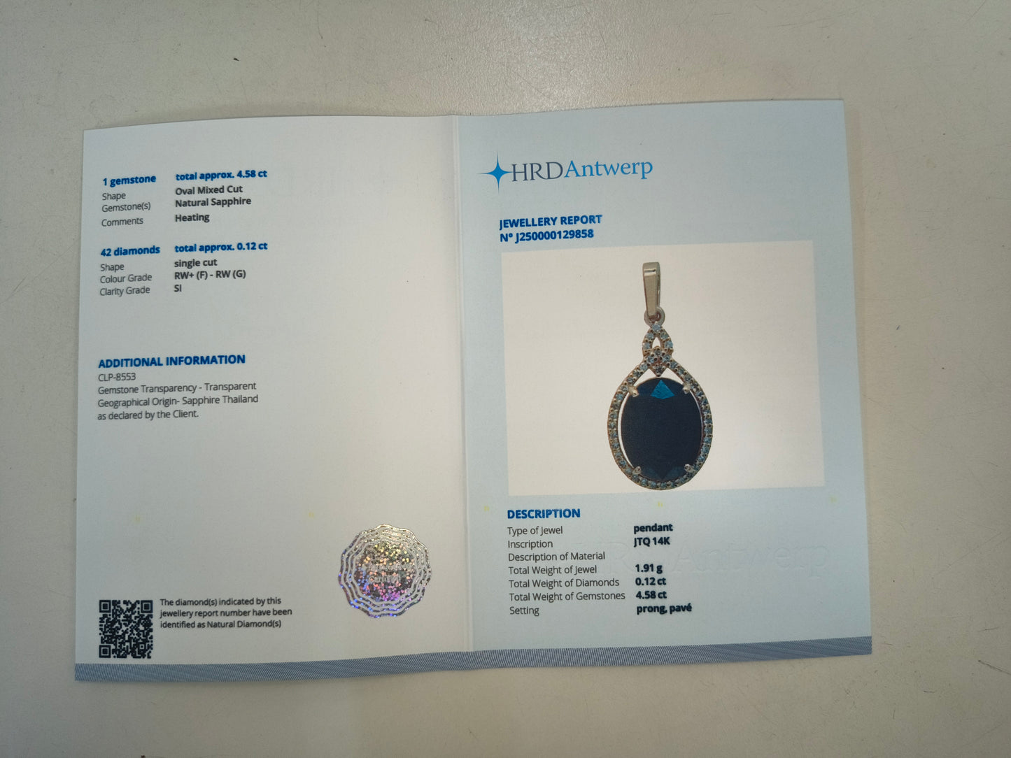 4.70 Ct Oval Natural Sapphire 14K Gold Pendant