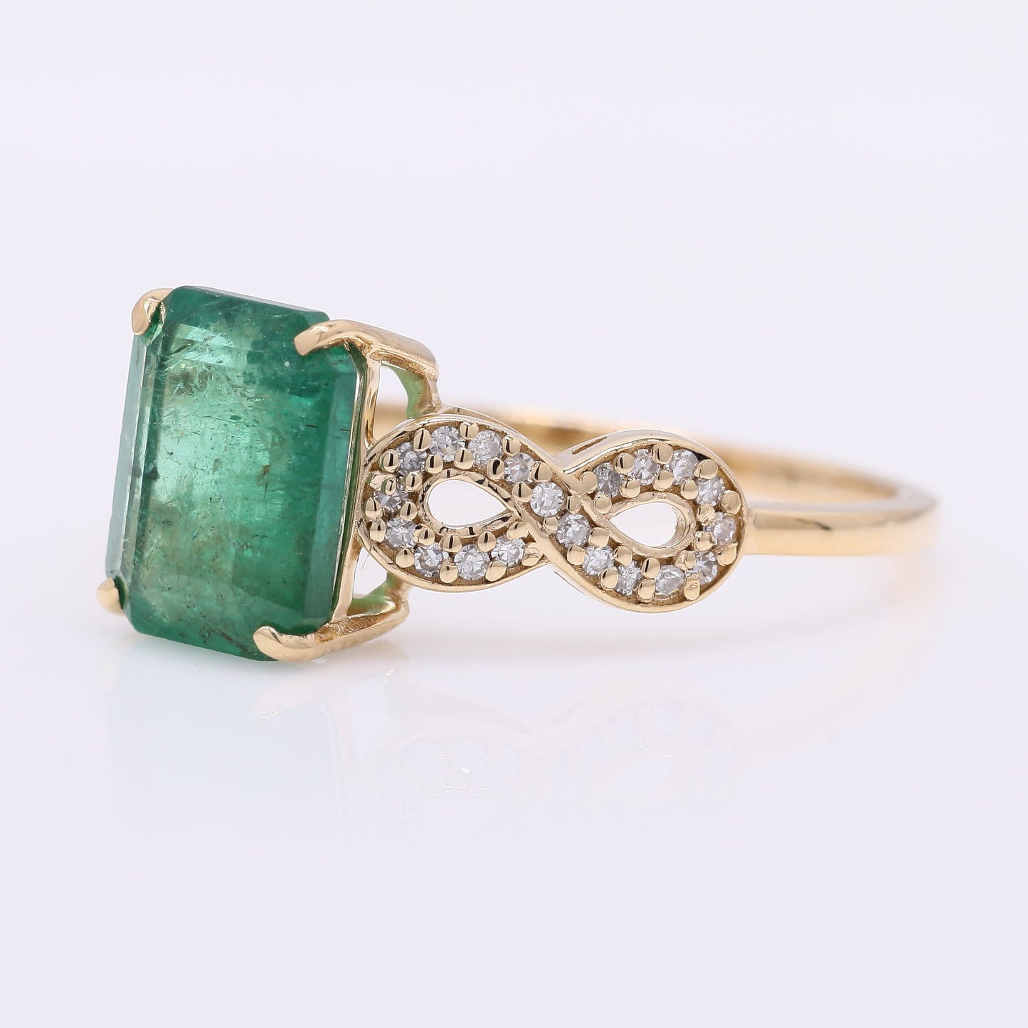 2.43 Ct Octagon Step Cut Natural Emerald 14K Gold Ring
