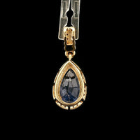 2.13 Ct Pear Mixed Cut Natural Sapphire 14K Gold Pendant