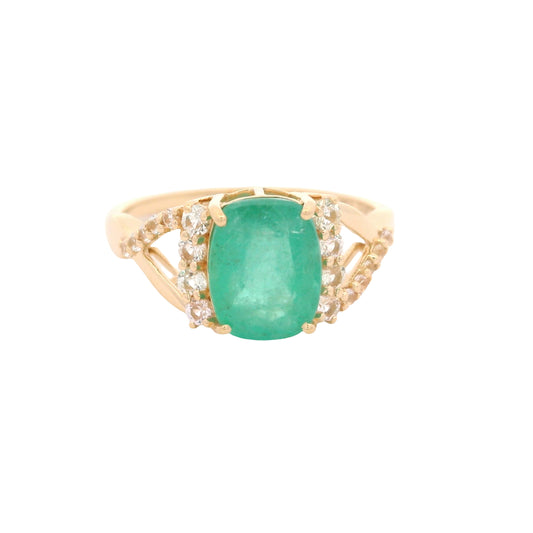 2.26 Ct Cushion Emerald 14K Gold Ring