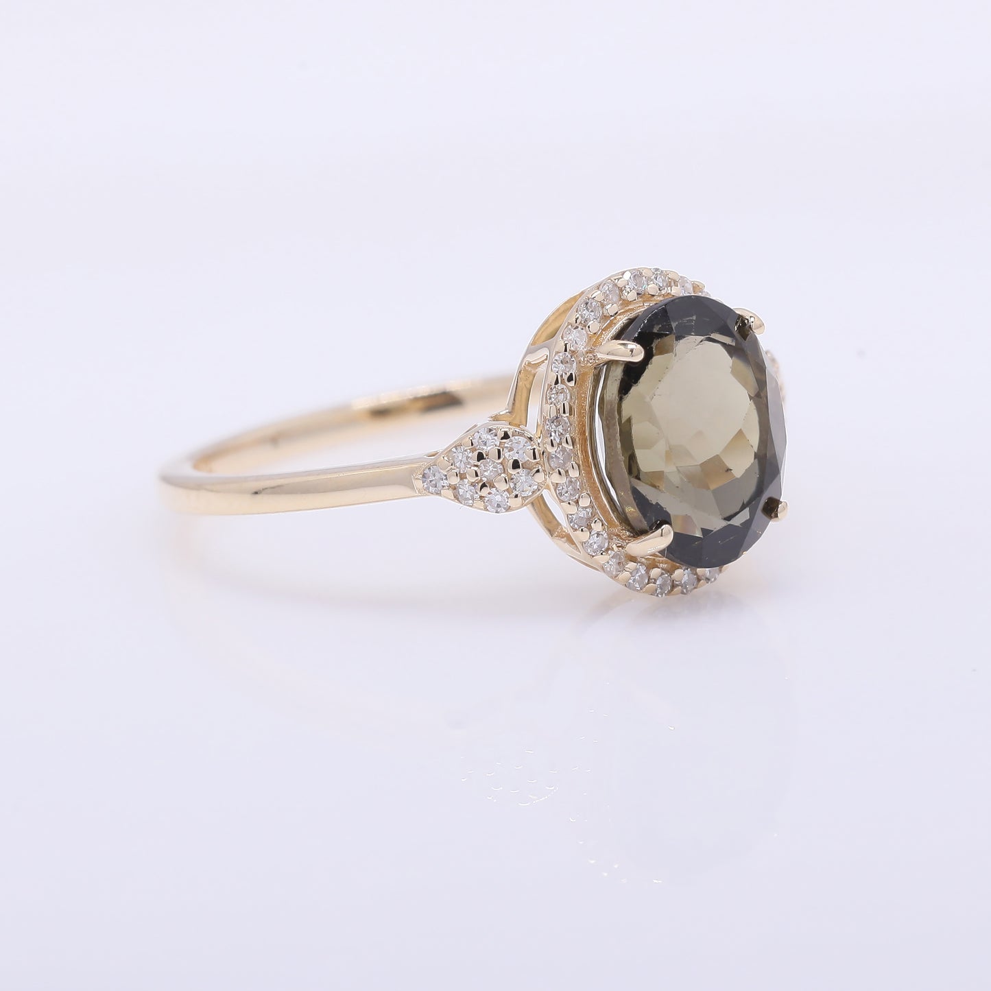 2.34 Ct Oval Mixed Cut Natural Tourmaline 14K Gold Ring