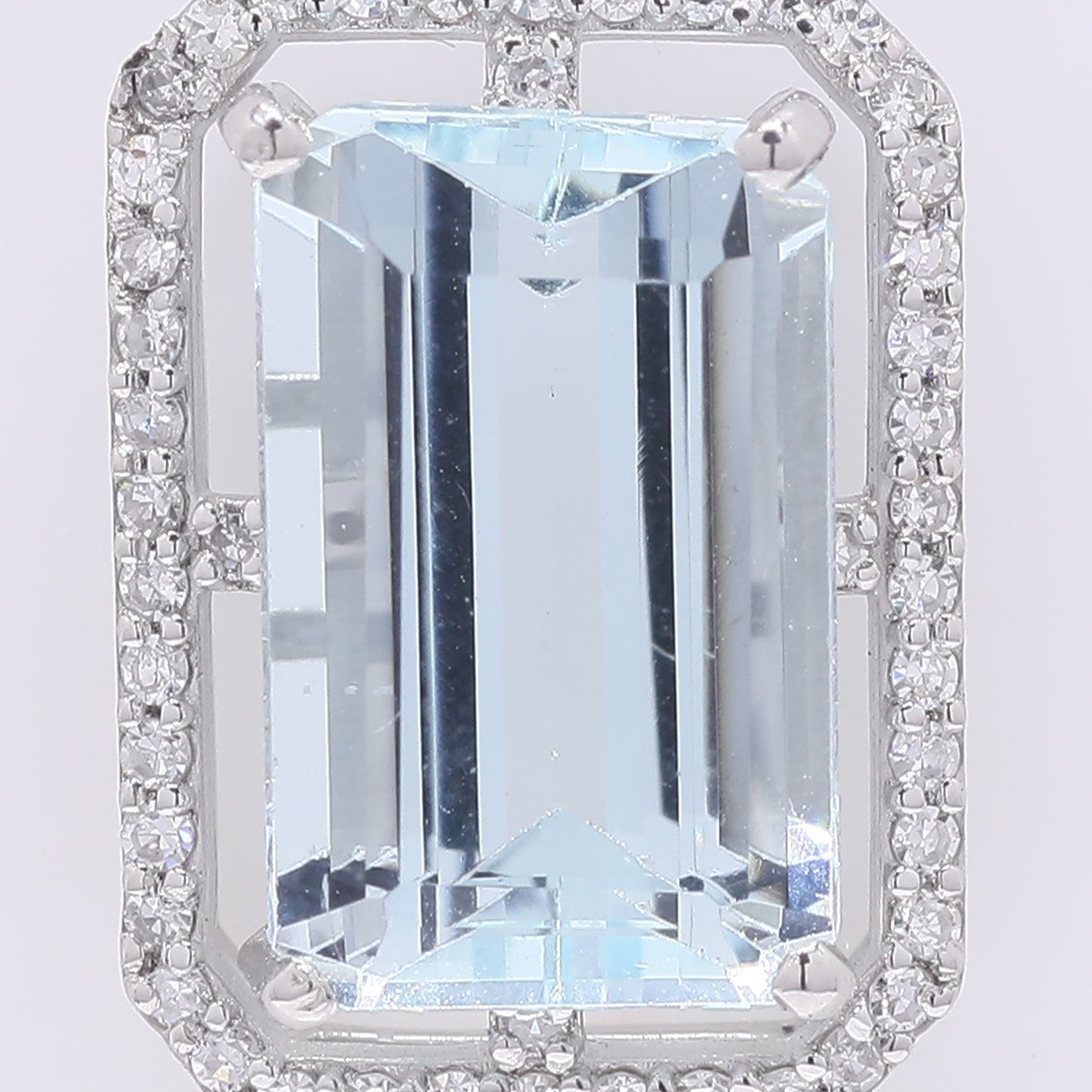 3.19 Ct Octagon Step Cut Natural Aquamarine 950 Platinum Pendant