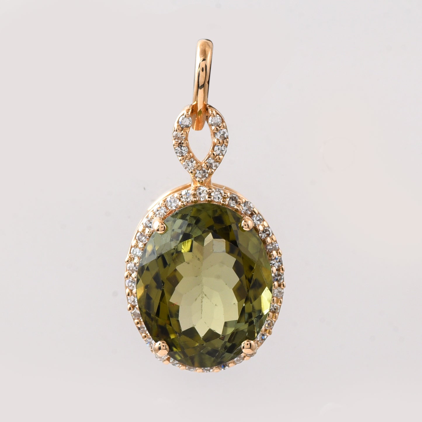 4.19 Ct Oval Mixed Cut Natural Green Tourmaline 14K Gold Pendant