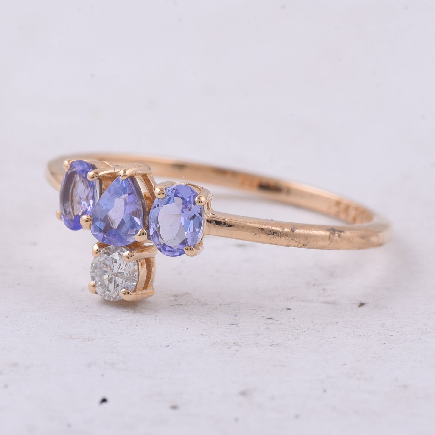 0.66 Ct Pear, Oval Natural Tanzanite 14K Gold Ring