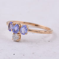 0.66 Ct Pear, Oval Natural Tanzanite 14K Gold Ring