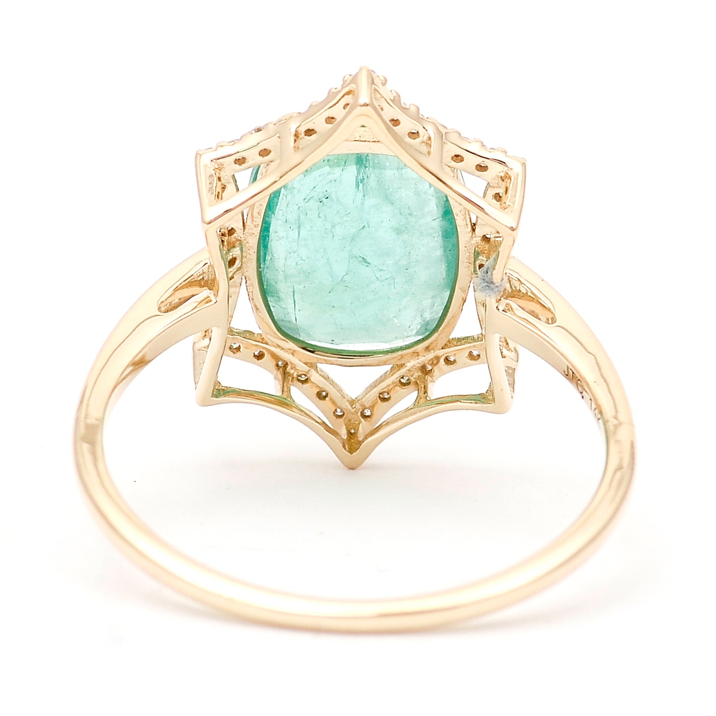 2.22 Ct Cushion Mixed Cut Natural Emerald 14K Gold Ring