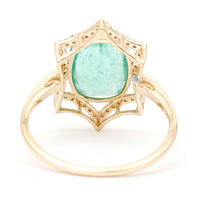 2.22 Ct Cushion Mixed Cut Natural Emerald 14K Gold Ring