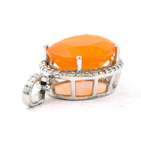 2.65 Ct Oval Mixed Cut Natural Fire Opal 950 Platinum Pendant