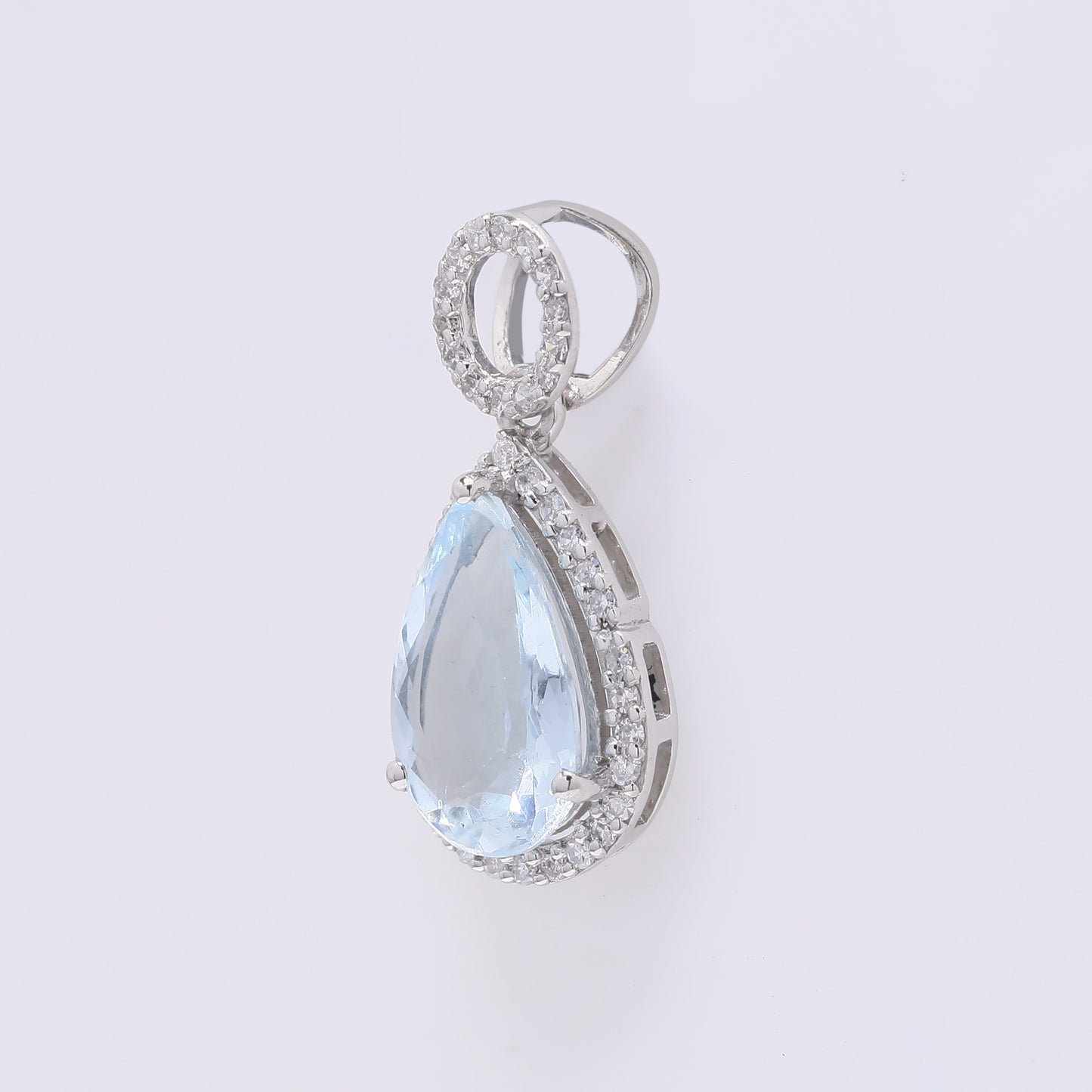 1.46 Ct Pear Mixed Cut Natural Aquamarine 950 Platinum Pendant