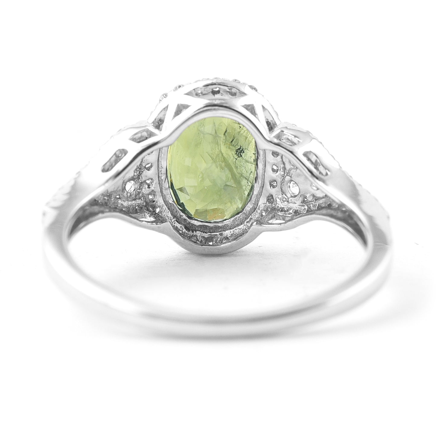 2.77 Ct Oval Mixed Cut Natural Green Sapphire 950 Platinum Ring