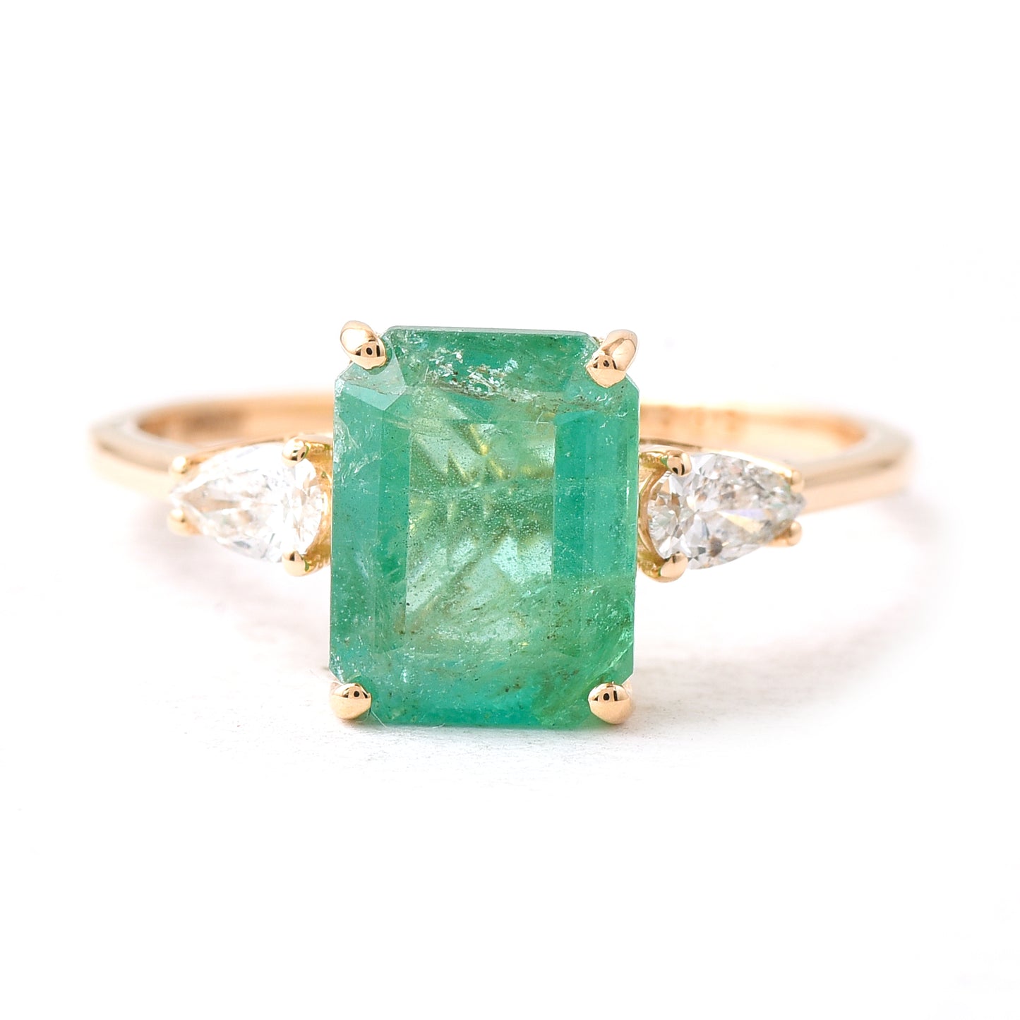 2.62 Ct Octagon Emerald 14K Gold Ring