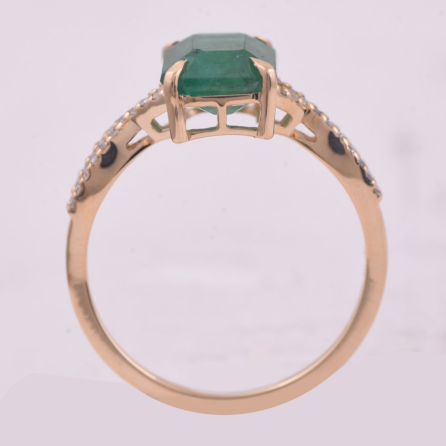 2.29 Ct Octagon Step Cut Natural Emerald 14K Gold Ring