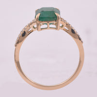 2.29 Ct Octagon Step Cut Natural Emerald 14K Gold Ring