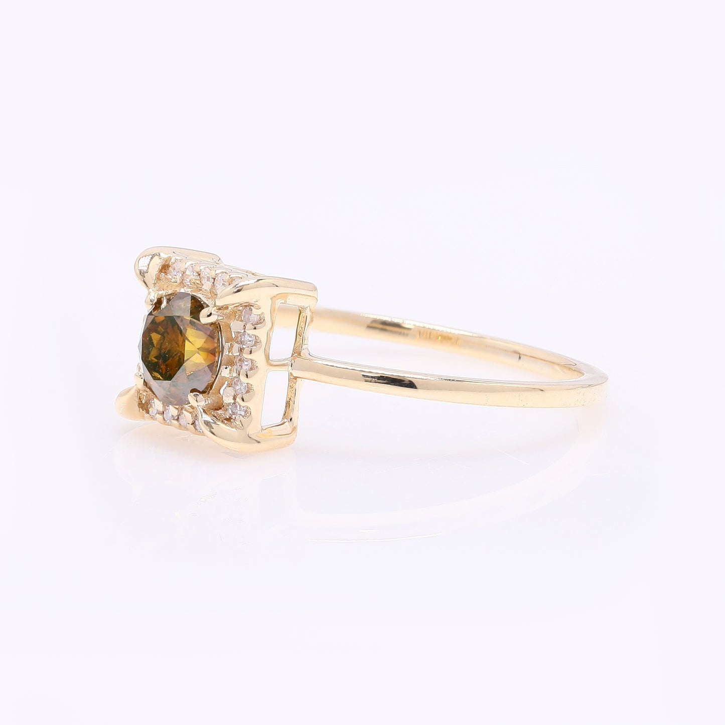 0.56 Ct Round Red Diamond 14K Gold Ring