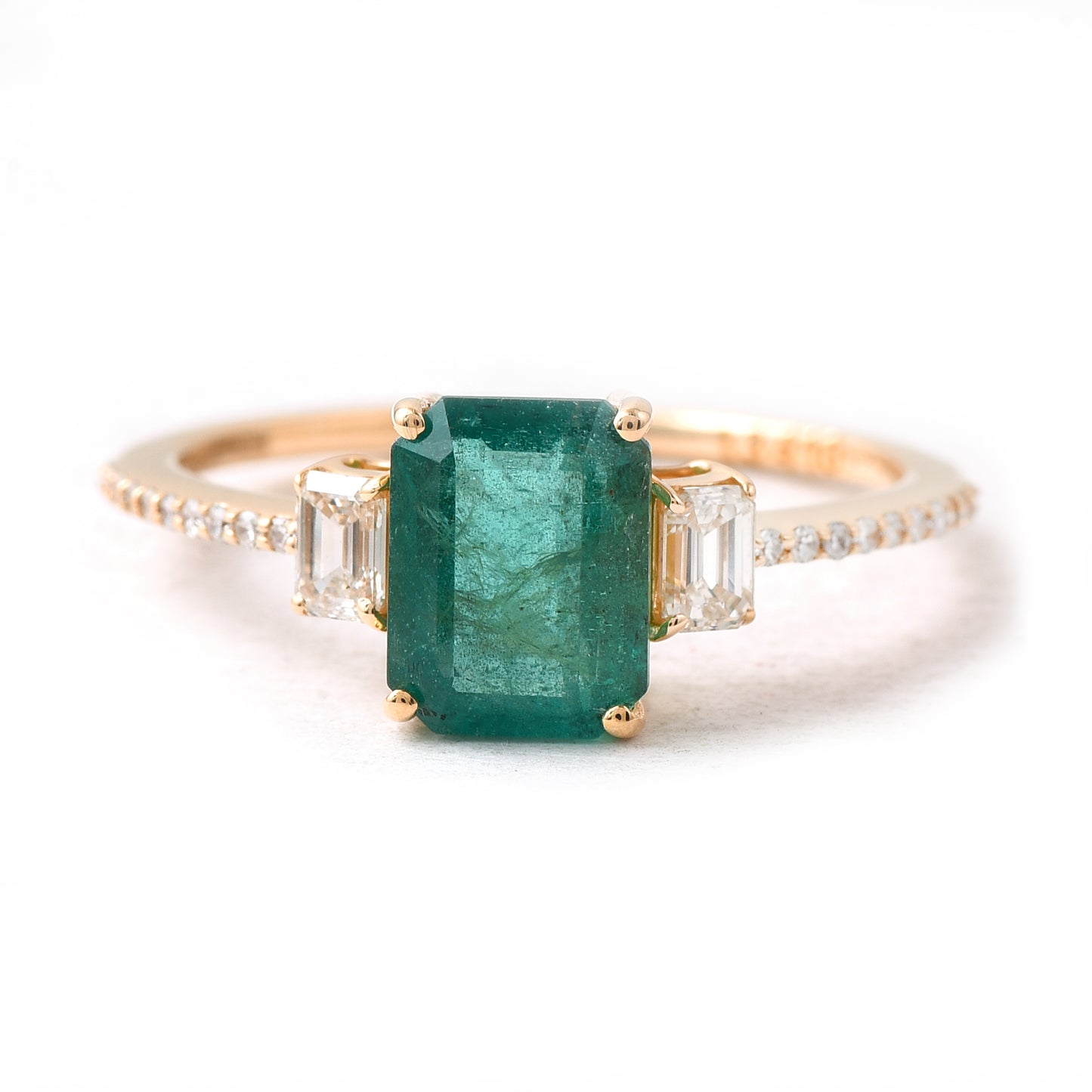 2.06 Ct Octagon Emerald 14K Gold Ring