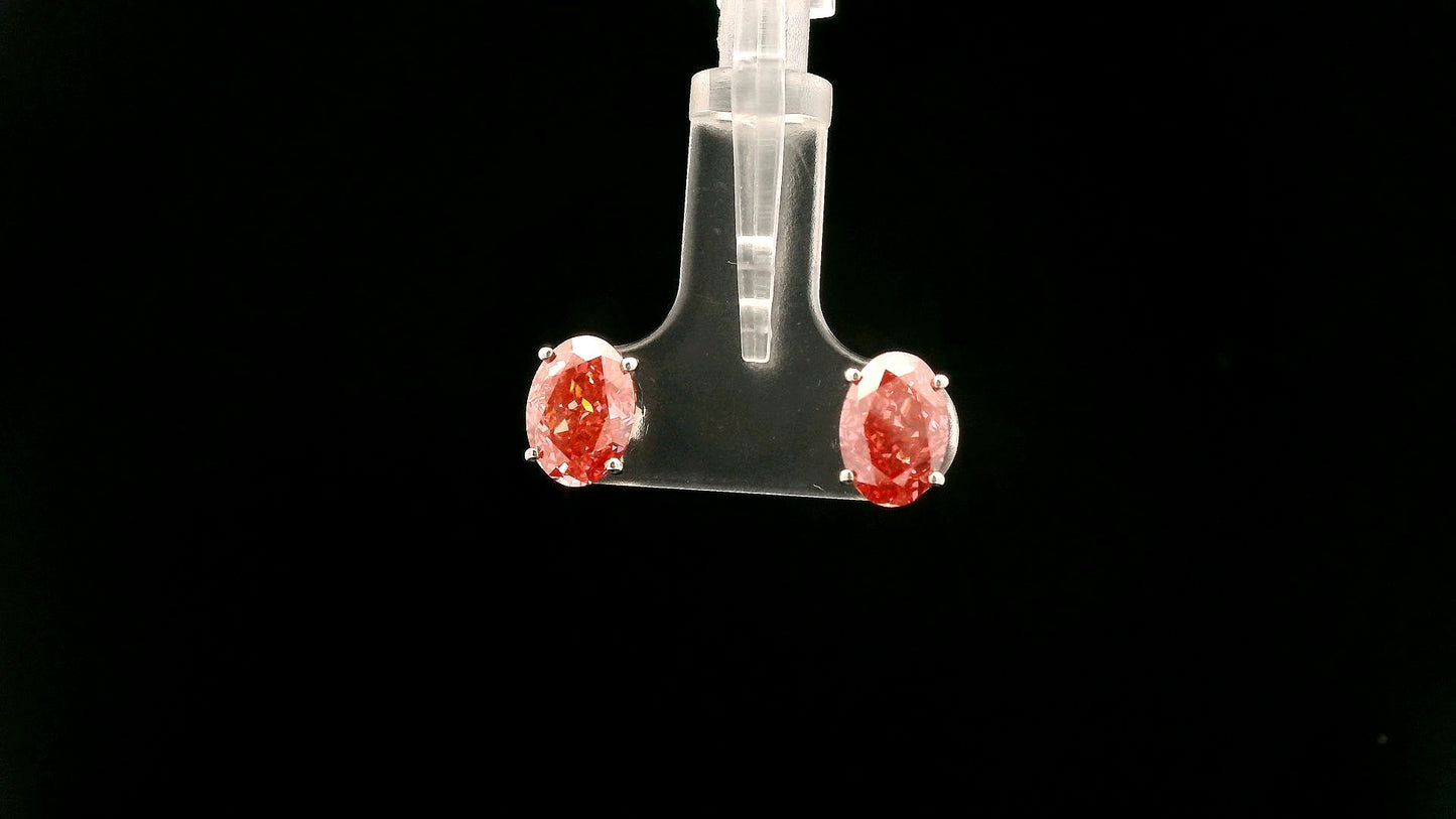 3.09 Carats Pink Lab Grown Diamond 14K Gold Earrings