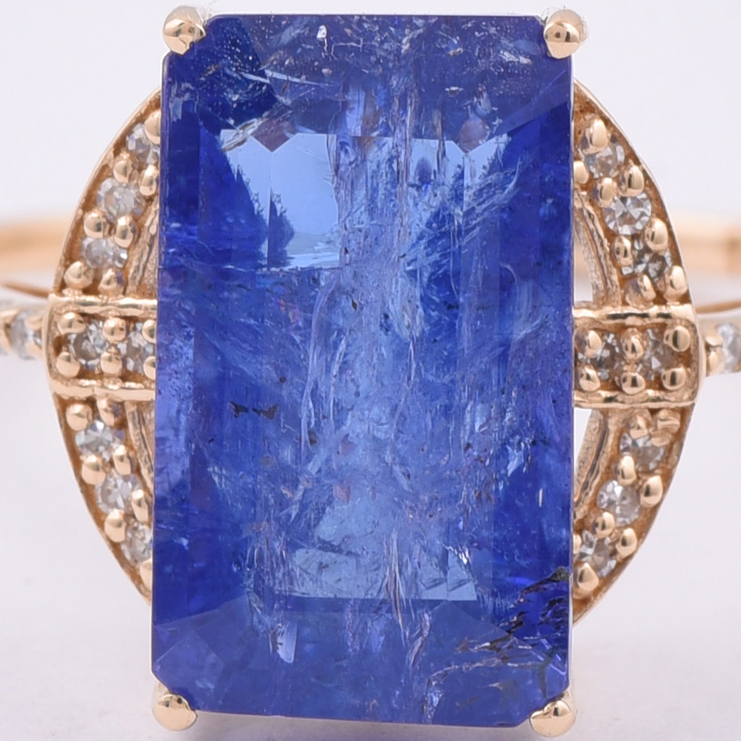 4.65 Ct Octagon Step Cut Natural Tanzanite 14K Gold Ring