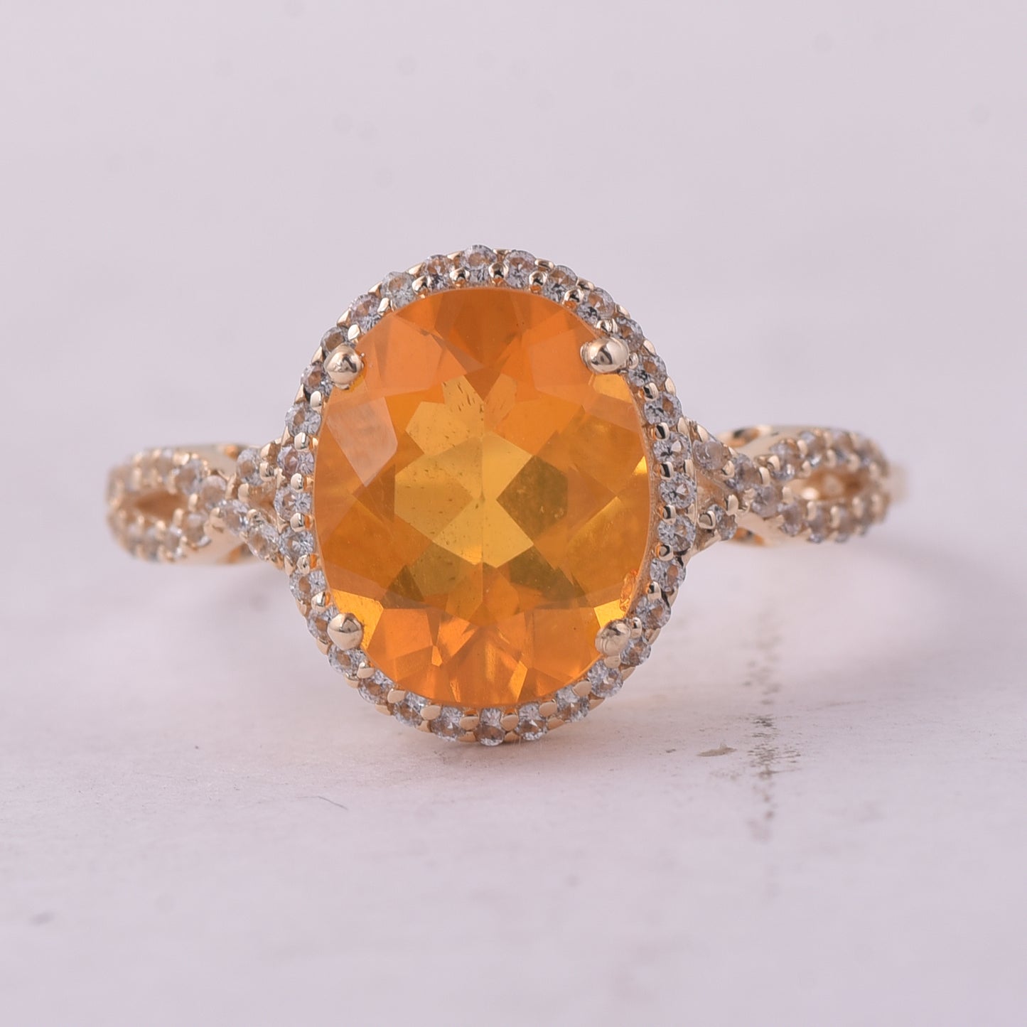 2.09 Ct Oval Br.Fire Opal 9K Gold Ring