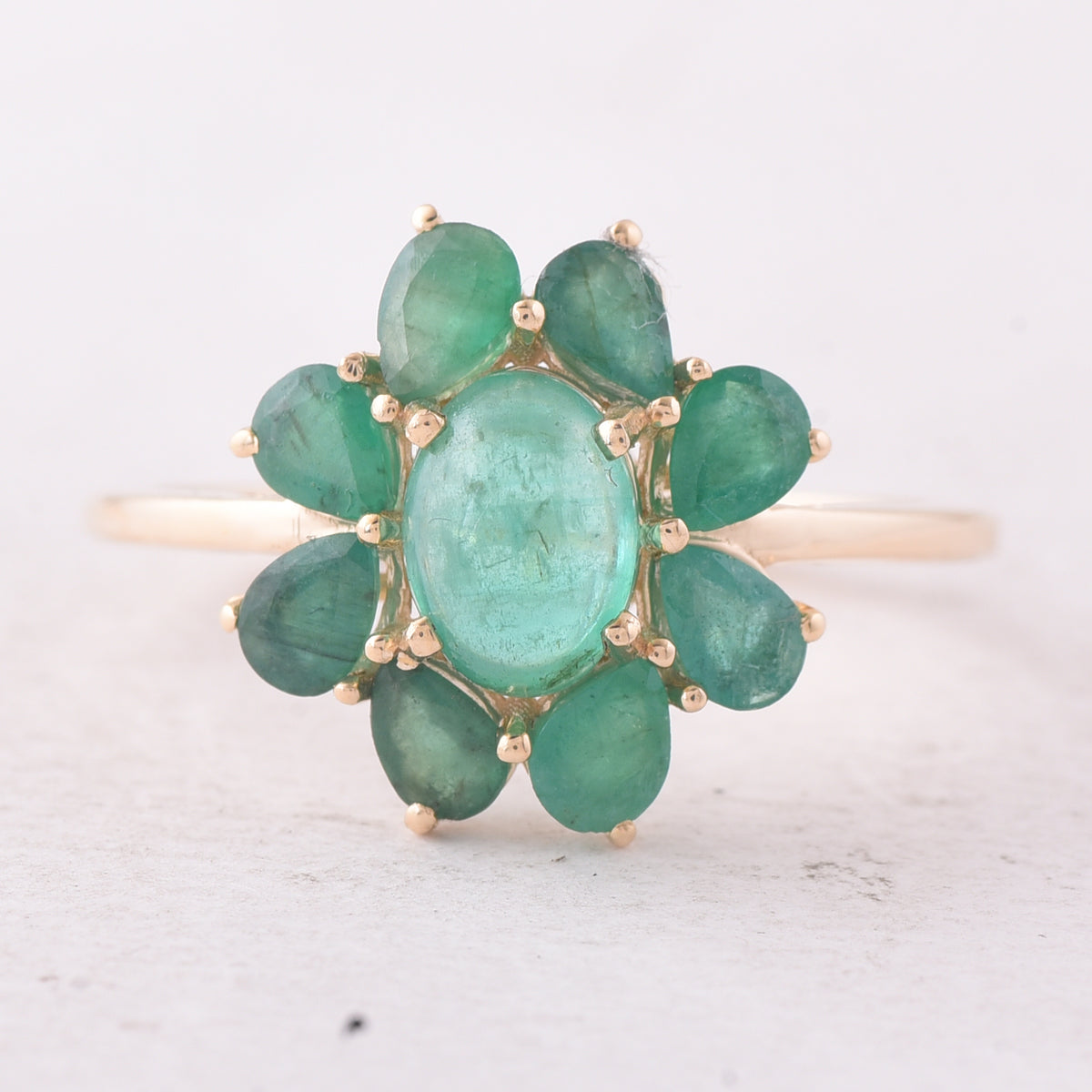 2.11 Ct Oval Emerald 9K Gold Ring