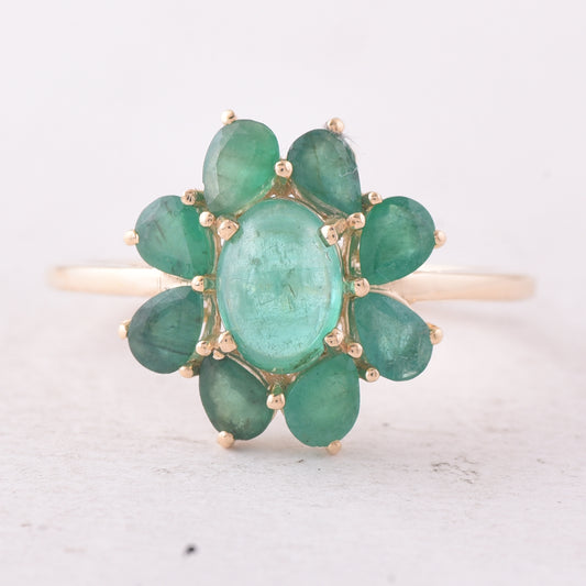 2.11 Ct Oval Emerald 9K Gold Ring