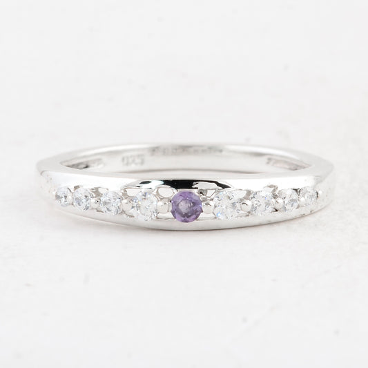0.38 Ct Round Amethyst 925 Sterling Silver Ring
