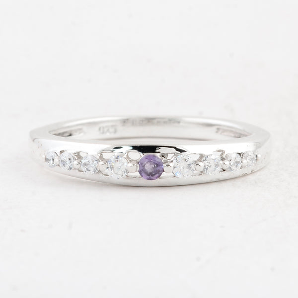 0.38 Ct Round Amethyst 925 Sterling Silver Ring