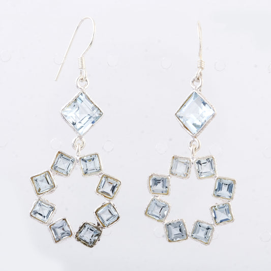11.10 Ct Blue Topaz 925 Sterling Silver Earrings