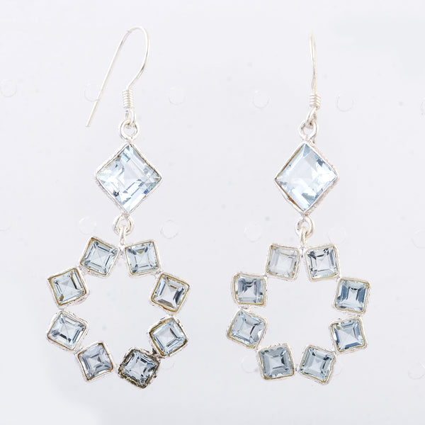 11.10 Ct Blue Topaz 925 Sterling Silver Earrings