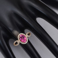 1.65 Ct Oval Pink Topaz 9K Gold Ring