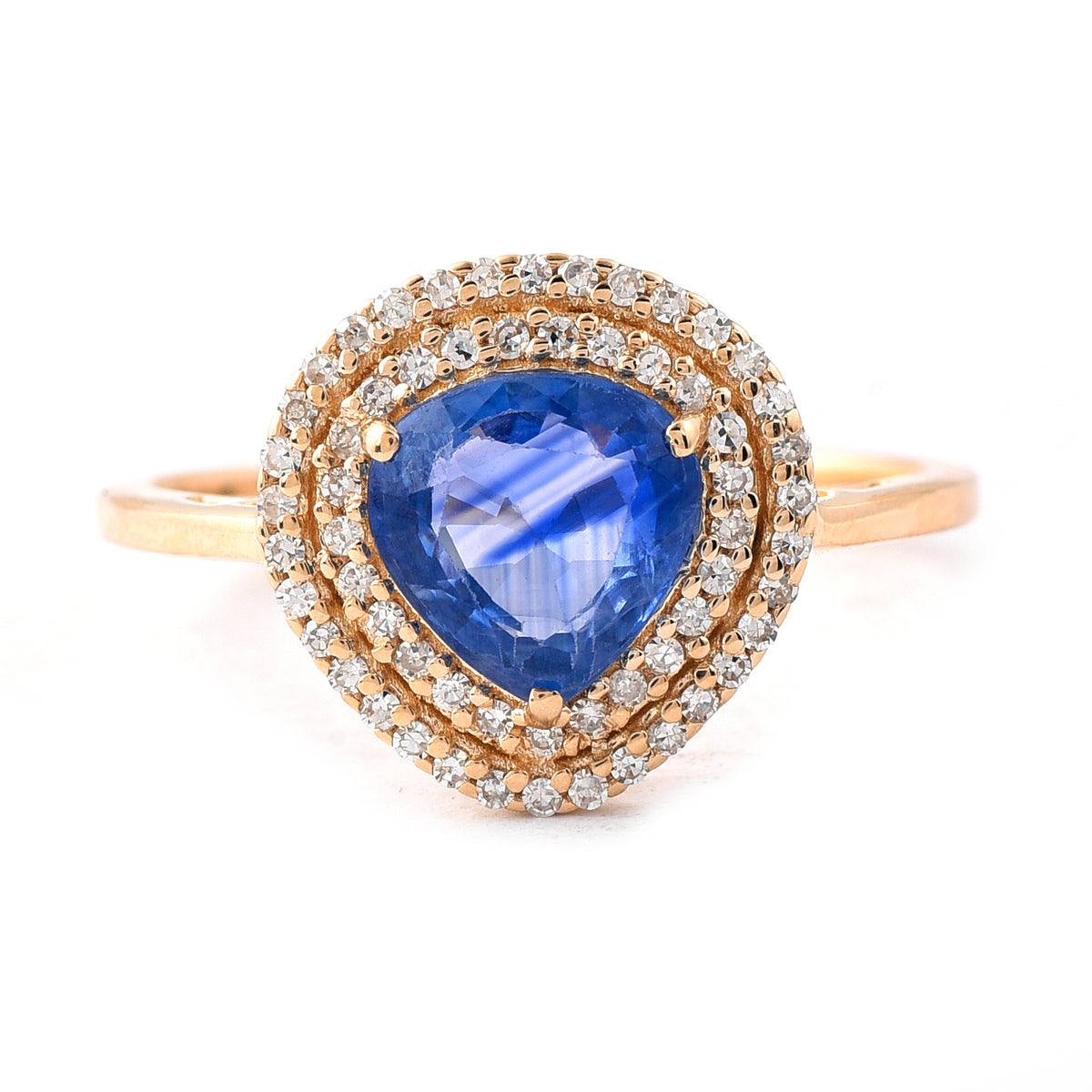 1.68 Ct Pear Mixed Cut Natural Sapphire 14K Gold Ring