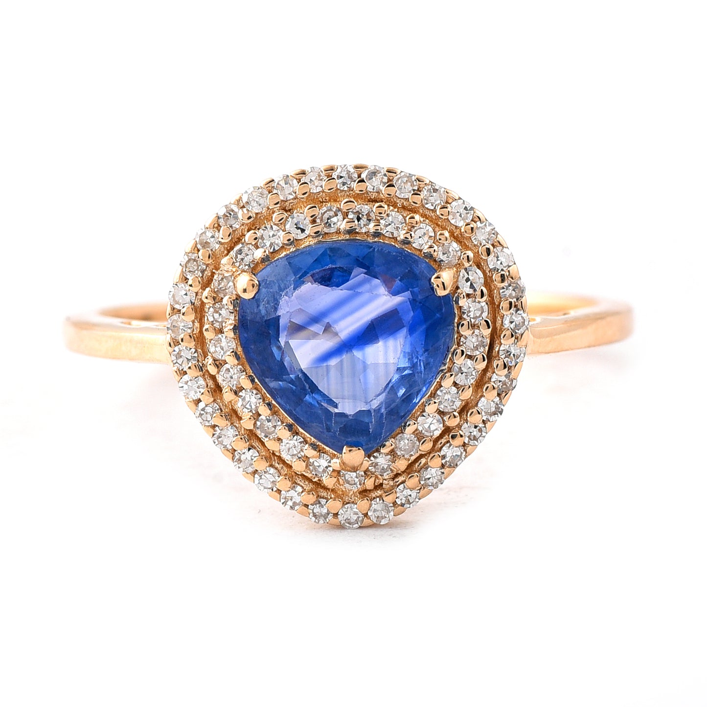 1.68 Ct Pear Mixed Cut Natural Sapphire 14K Gold Ring