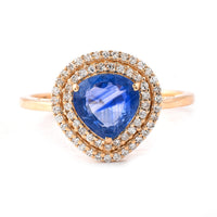 1.68 Ct Pear Mixed Cut Natural Sapphire 14K Gold Ring
