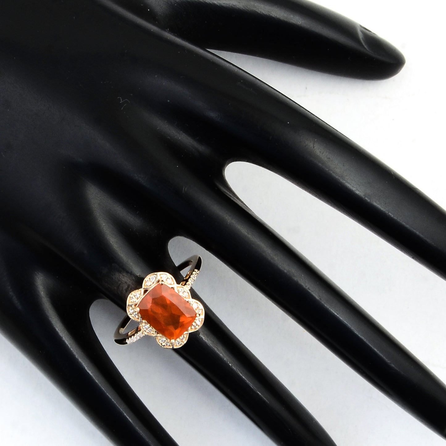 1.60 Ct Rectangular Cushion Mixed Cut Natural Fire Opal 14K Gold Ring