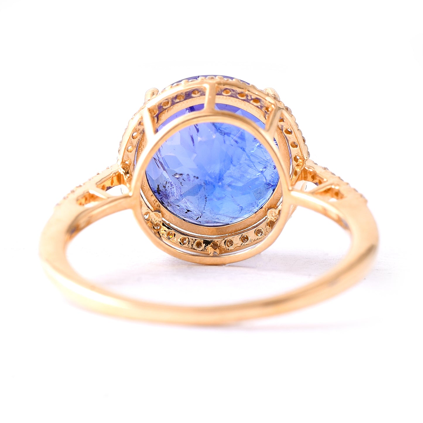 5.49 Ct Round Mixed Cut Natural Tanzanite 14K Gold Ring