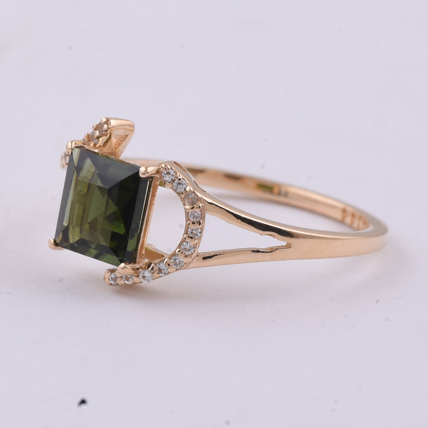 1.14 Ct Square Step Cut Natural Tourmaline 14K Gold Ring