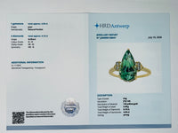 5.04 Ct Pear Natural Peridot 14K Gold Ring