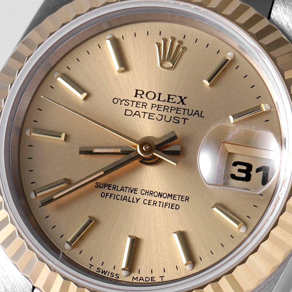 Pre-owned Rolex Datejust 69173 Champagne Bar U-number Women's