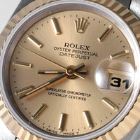 Pre-owned Rolex Datejust 69173 Champagne Bar U-number Women's