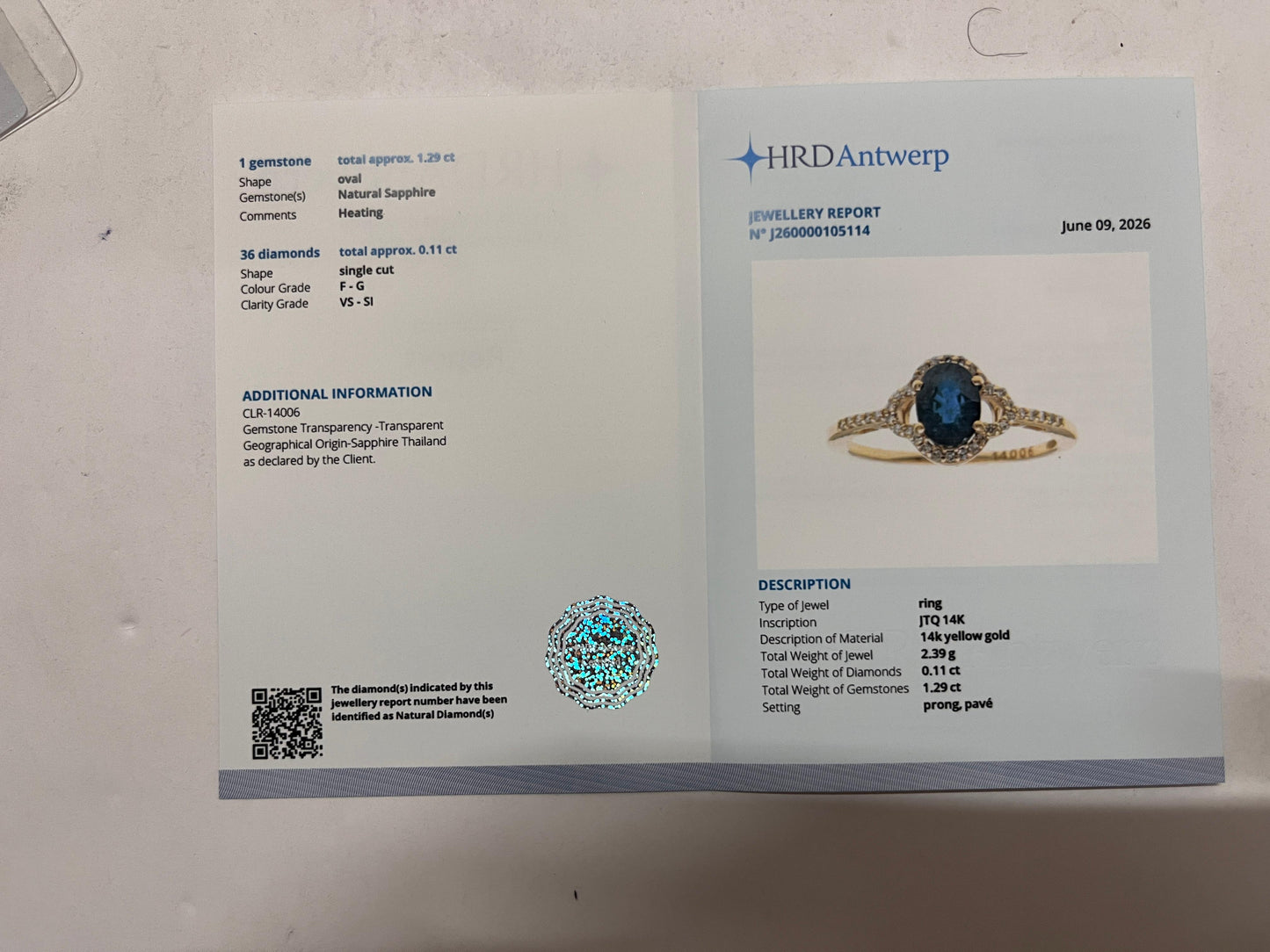 1.40 Ct Oval Mixed Cut Natural Sapphire 14K Gold Ring