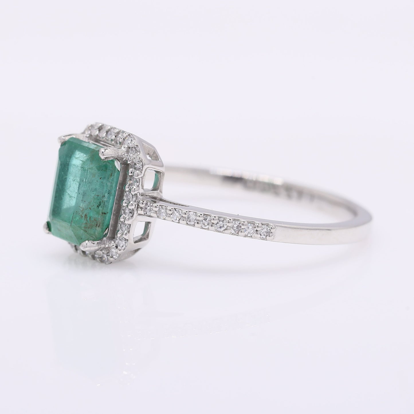 1.32 Ct Octagon Step Cut Natural Emerald 950 Platinum Ring