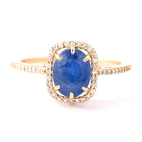2.07 Ct Oval Mixed Cut Natural Sapphire 14K Gold Ring