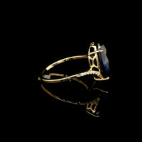 7.45 Ct Oval Lab Grown Blue Sapphire 14K Gold Ring