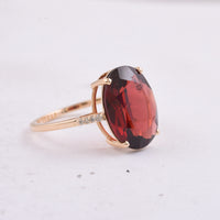 6.20 Ct Oval Garnet 14K Gold Ring