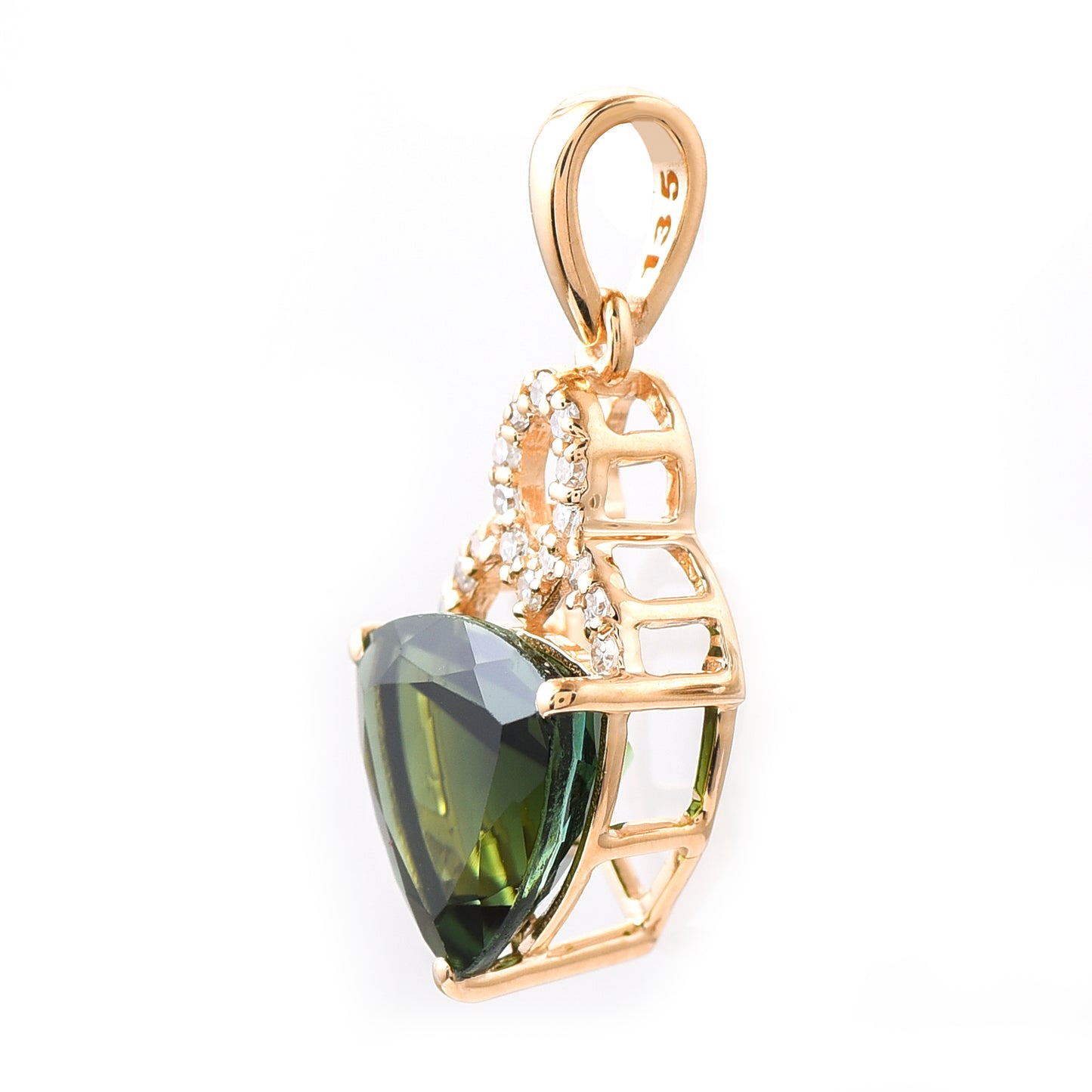 1.65 Ct Trillion Tourmaline 14K Gold Pendant