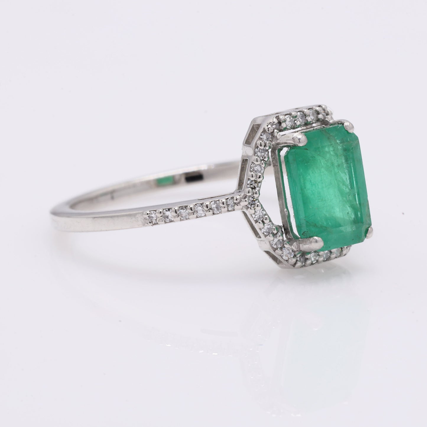 1.58 Ct Octagon Step Cut Natural Emerald 950 Platinum Ring