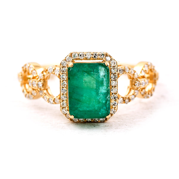 1.73 Ct Octagon Step Cut Natural Emerald 14K Gold Ring
