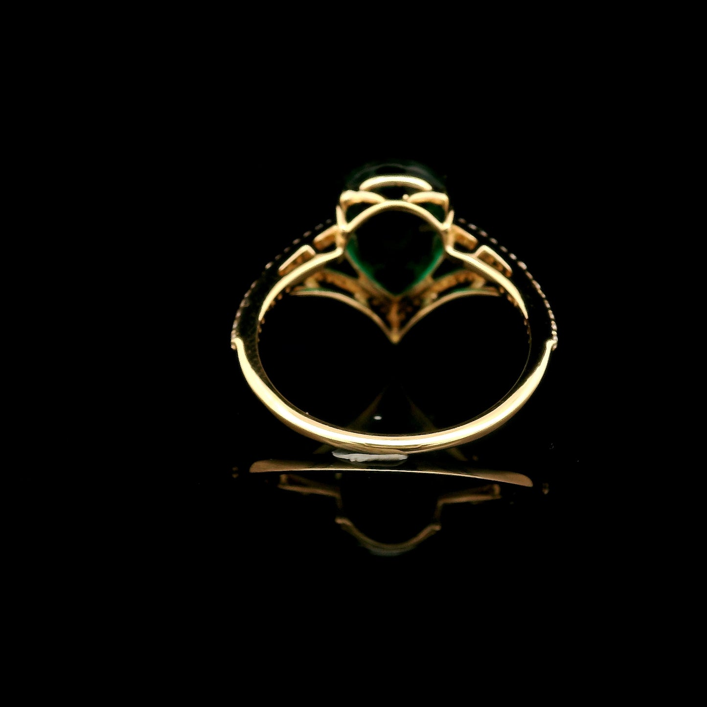 3.47 Ct Pear Mixed Cut Lab Grown Emerald 14K Gold Ring